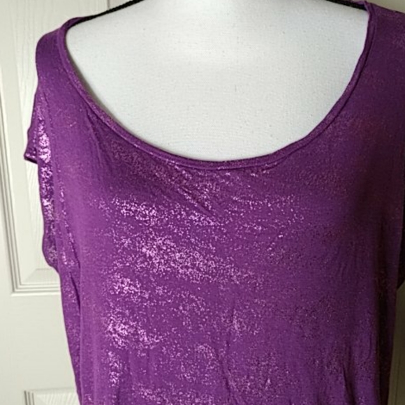 Jennifer Lopez Purple Metallic Scoop Neck Top 1X - Picture 2 of 4